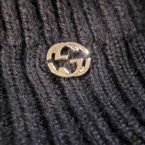 Gucci Black Ribbed Sweater with Gold Emblem
